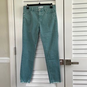 LOFT modern skinny crop jeans in a washed aqua color. Size 2